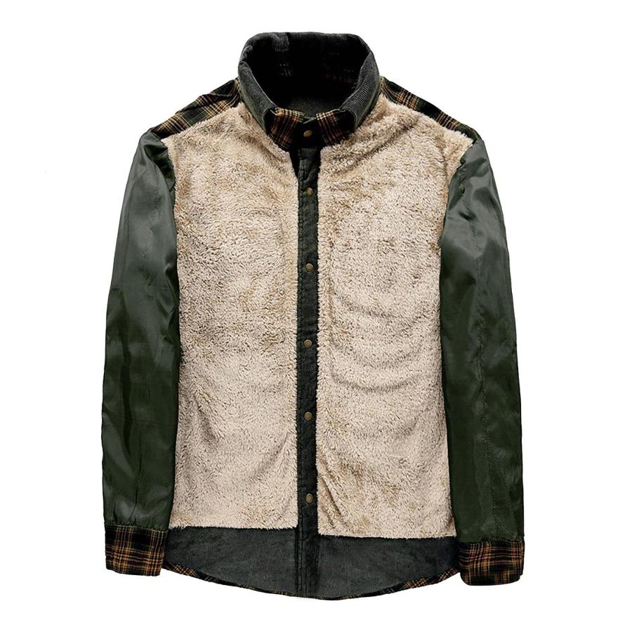【並行輸入品】Ymosrh Mens Jacket, Men's Fleece Lined Shirt Jacket Plaid Soft Wの画像