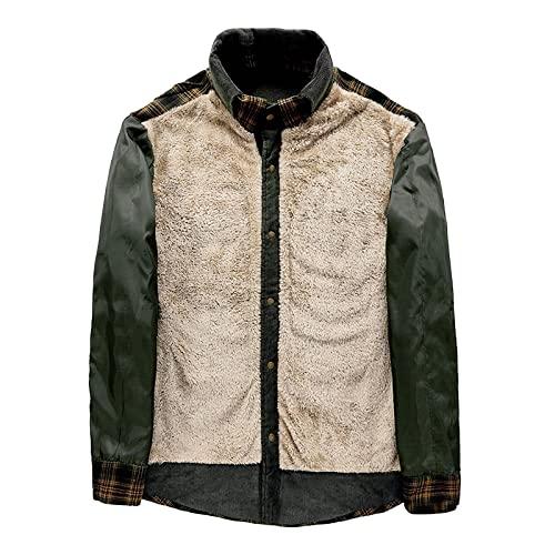 【並行輸入品】Ymosrh Mens Jacket, Men's Fleece Lined Shirt Jacket Plaid Soft Wの画像