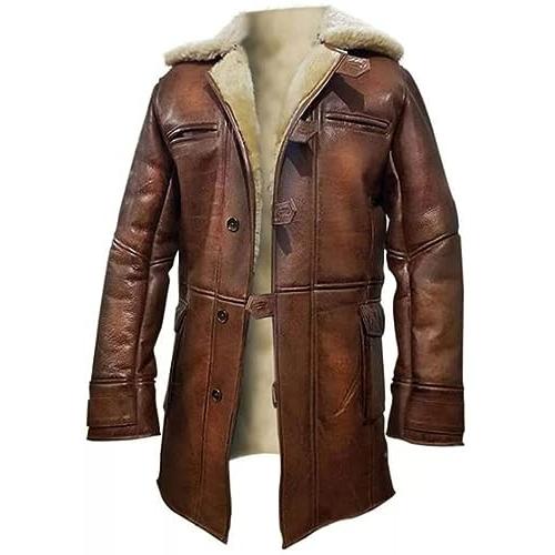 【並行輸入品】Tom Hardy Bane Dark Knight Rises Fur Shearling Trench leather Jaの画像