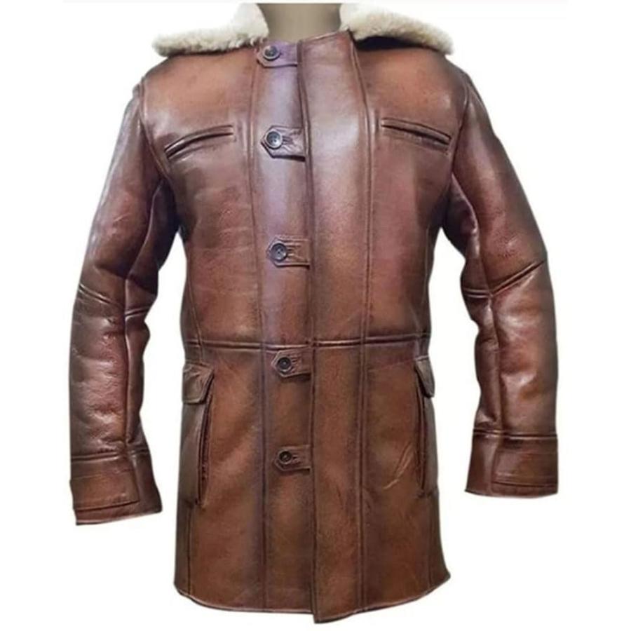 【並行輸入品】Tom Hardy Bane Dark Knight Rises Fur Shearling Trench leather Jaの画像