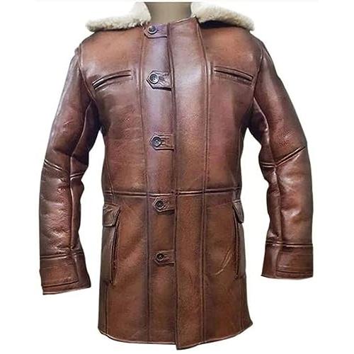 【並行輸入品】Tom Hardy Bane Dark Knight Rises Fur Shearling Trench leather Jaの画像