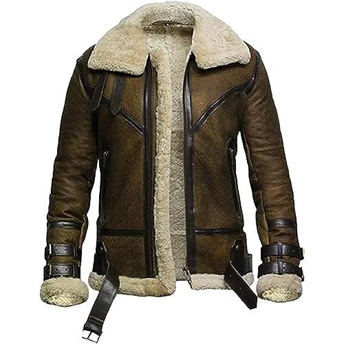 【並行輸入品】leebrando Mens Real RAF Shearling Sheepskin B3 Bomber Flying Pilの画像