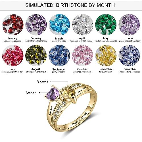 【並行輸入品】10k Gold 2 Stone Mothers Ring 14k Yellow Gold Mothers Ring Persoの画像
