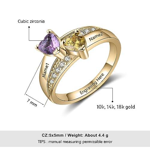【並行輸入品】10k Gold 2 Stone Mothers Ring 14k Yellow Gold Mothers Ring Persoの画像