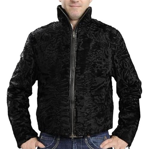 【並行輸入品】leebrando Men's Persian Lamb Black Fur Jacket Karakul Coat (M)の画像