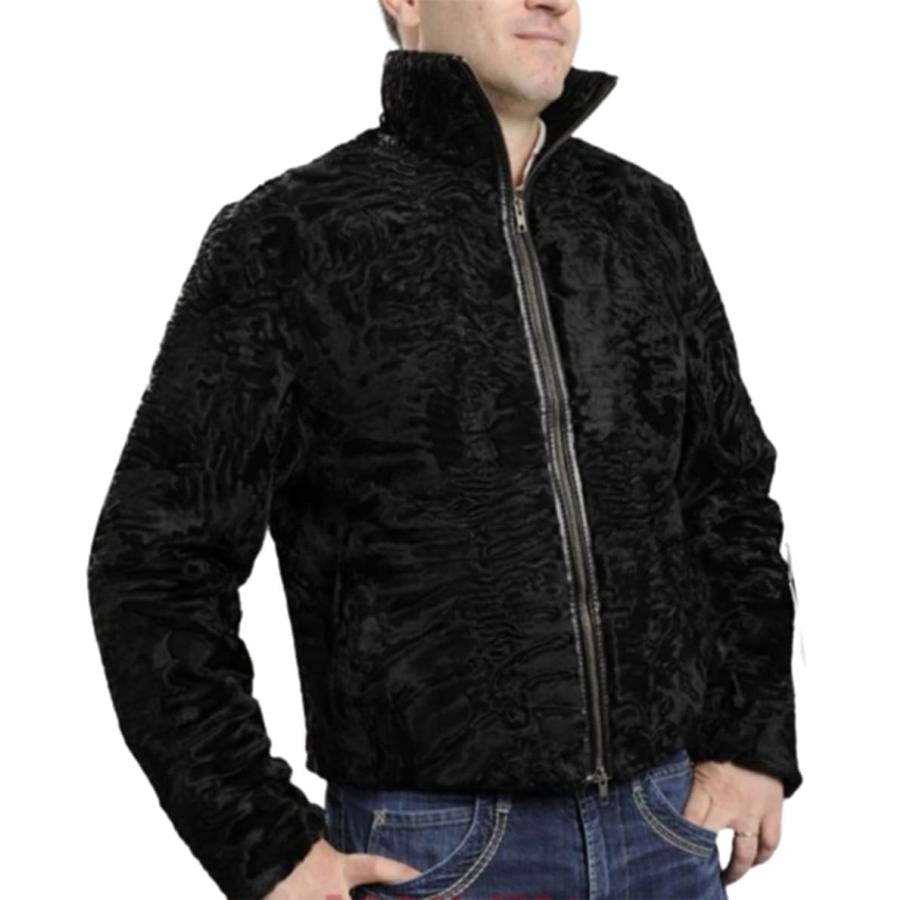 【並行輸入品】leebrando Men's Persian Lamb Black Fur Jacket Karakul Coat (M)の画像