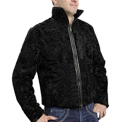 【並行輸入品】leebrando Men's Persian Lamb Black Fur Jacket Karakul Coat (M)の画像