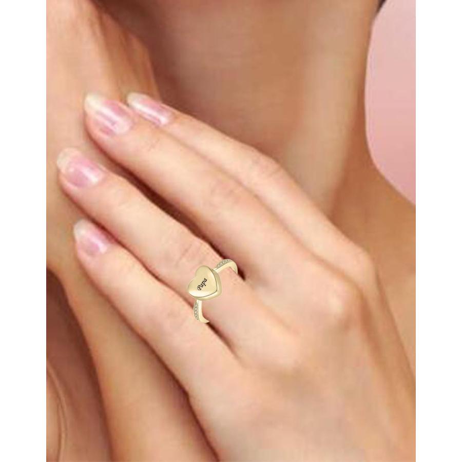 【並行輸入品】OUTANG 10K 14K 18k Solid Gold Personalized Heart Urn Ring Pet's or Hの画像