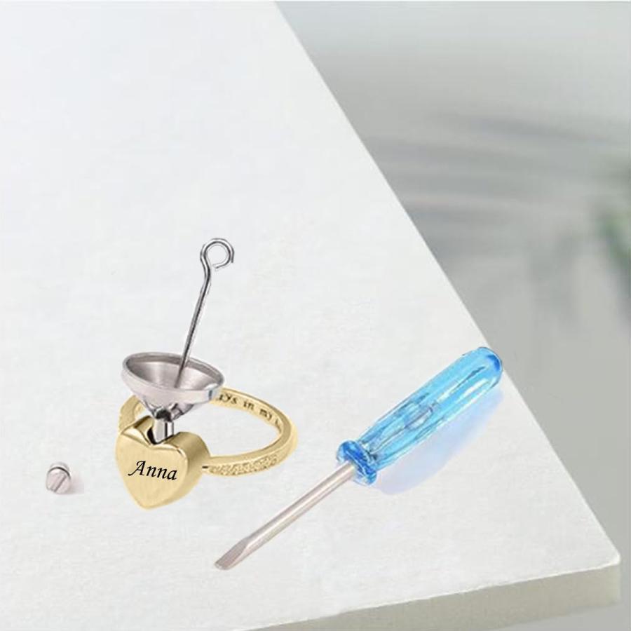 【並行輸入品】OUTANG 10K 14K 18k Solid Gold Personalized Heart Urn Ring Pet's or Hの画像