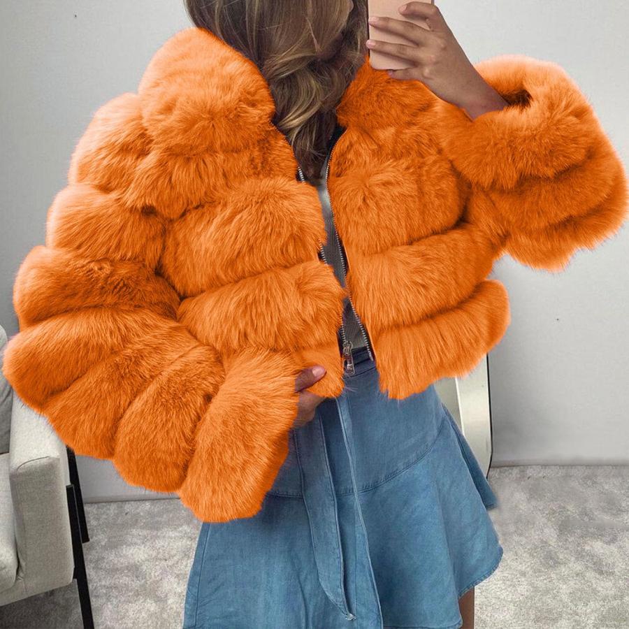 【並行輸入品】My?Orders?Placed,Short Faux Furry Splicing Jackets for Women Winの画像