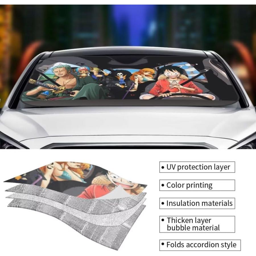 東映アニメキャラ車日差し避け 並行輸入品】アニメカーフロントガラスサンシェード - 折りたたみ式