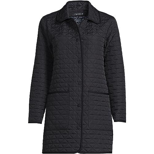 【並行輸入品】Lands' End Womens Reversible Barn Insulated Coat Black Slate/blaの画像