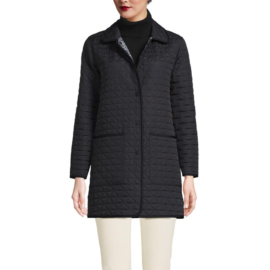 【並行輸入品】Lands' End Womens Reversible Barn Insulated Coat Black Slate/blaの画像