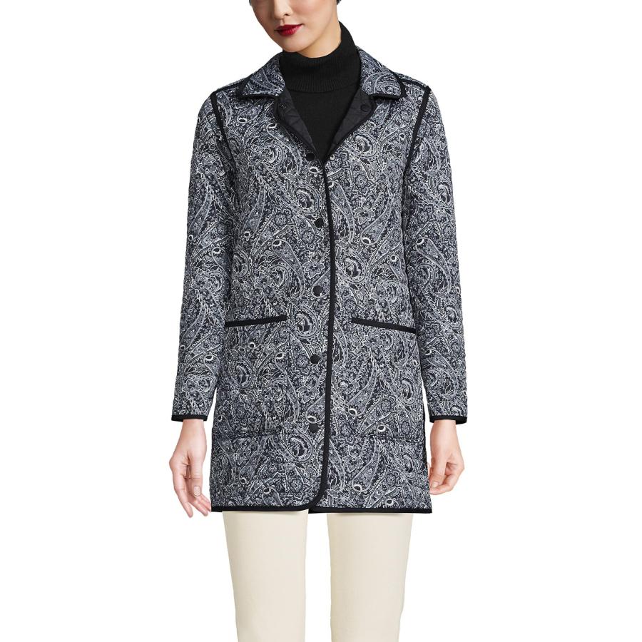 【並行輸入品】Lands' End Womens Reversible Barn Insulated Coat Black Slate/blaの画像