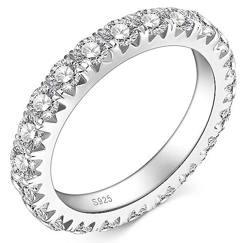 【並行輸入品】PROSTORY フルモアッサナイト エタニティリング 結婚指輪 2cttw D カラー VVS1 人工ダイヤモンド プロミスリンの画像