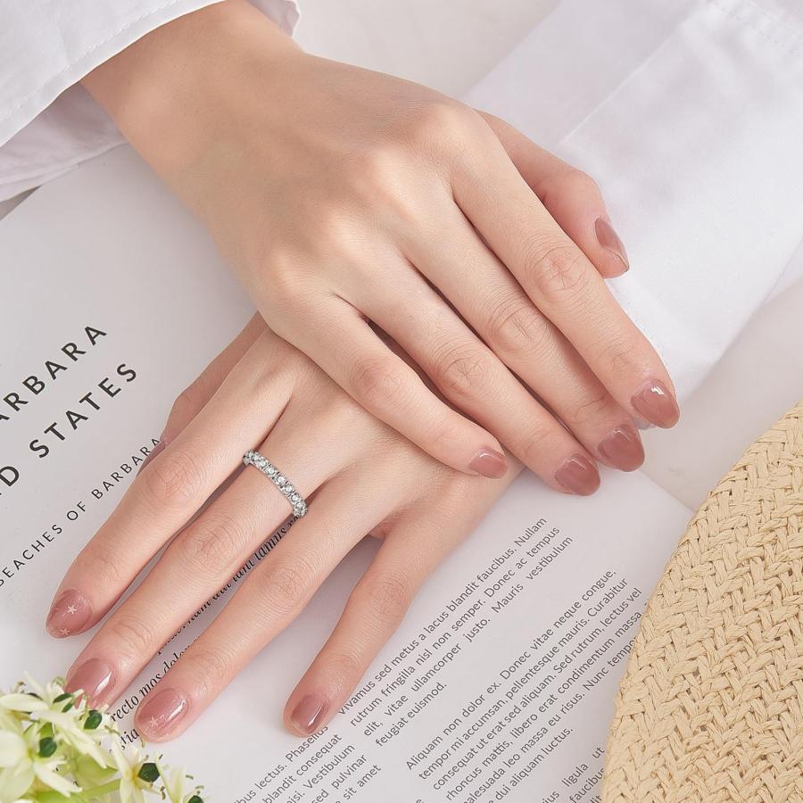 【並行輸入品】PROSTORY フルモアッサナイト エタニティリング 結婚指輪 2cttw D カラー VVS1 人工ダイヤモンド プロミスリンの画像
