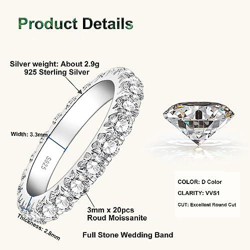 【並行輸入品】PROSTORY フルモアッサナイト エタニティリング 結婚指輪 2cttw D カラー VVS1 人工ダイヤモンド プロミスリンの画像