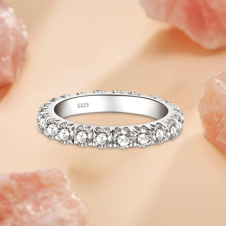 【並行輸入品】PROSTORY フルモアッサナイト エタニティリング 結婚指輪 2cttw D カラー VVS1 人工ダイヤモンド プロミスリンの画像