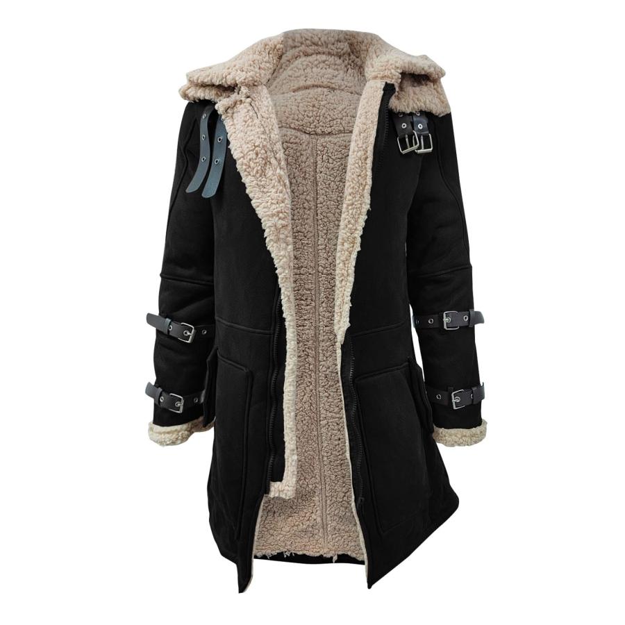 【並行輸入品】ADUWOAN Mens Fur Coat Faux Leather Jacket Leather Trench Coat Flの画像