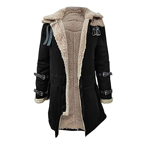 【並行輸入品】ADUWOAN Mens Fur Coat Faux Leather Jacket Leather Trench Coat Flの画像