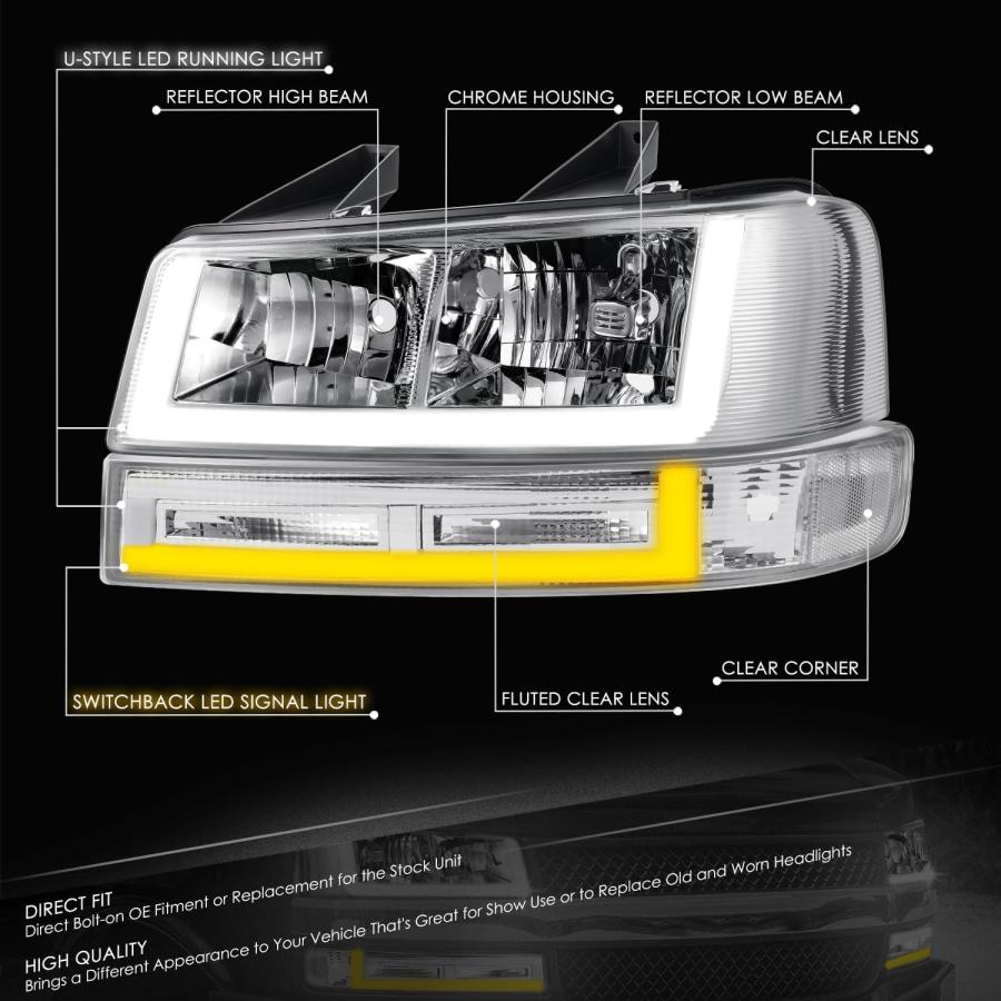 【並行輸入品】DNA MOTORING Uスタイル LED DRL ヘッドライト+パーキング/ターンランプセット 03-14 Express/Savaの画像