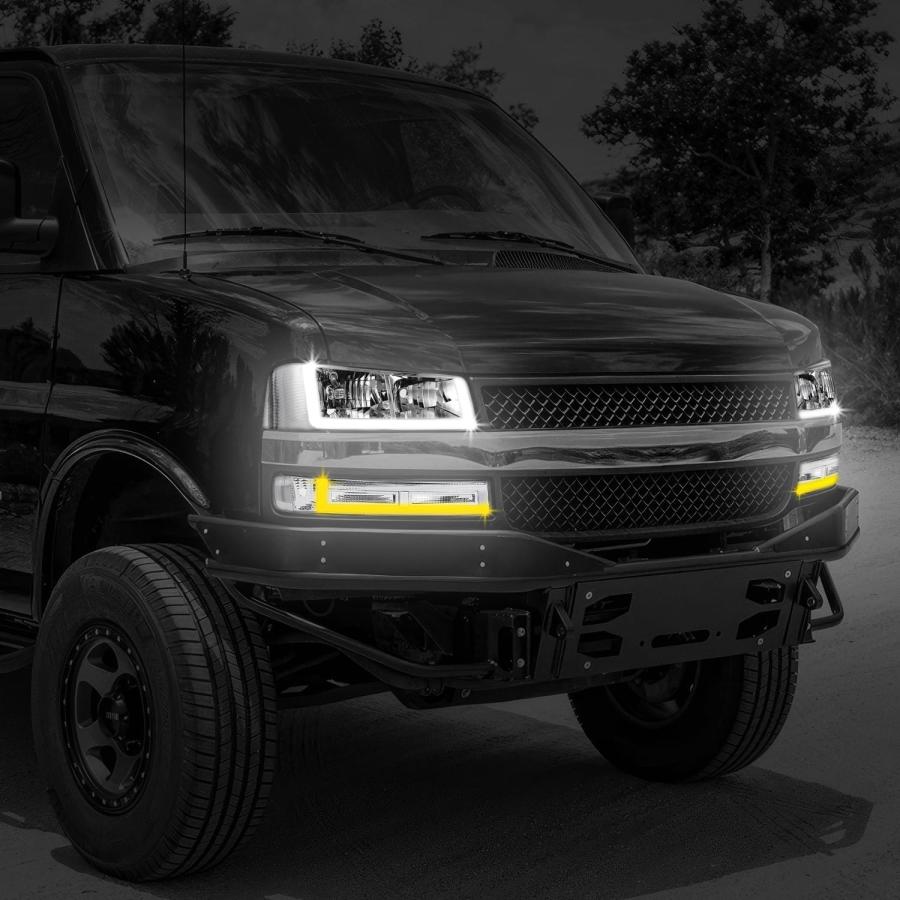 【並行輸入品】DNA MOTORING Uスタイル LED DRL ヘッドライト+パーキング/ターンランプセット 03-14 Express/Savaの画像