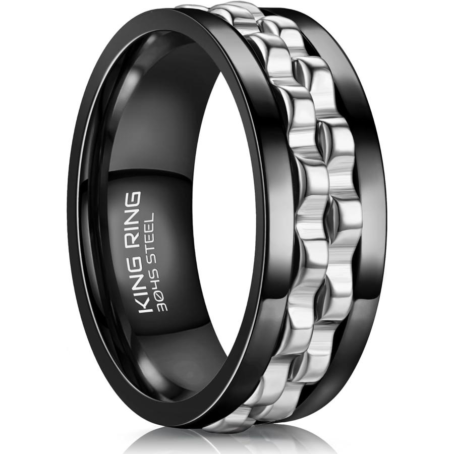 スピナーデザインリング 27,5号 並行輸入品】King Ring ギアスピナーリング 8mm ウルトラポリッシュ