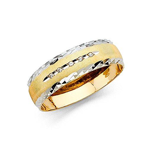 【並行輸入品】Sonia Jewels 14k White and Yellow Gold Ring Two Tone Mens Cubic Zircの画像