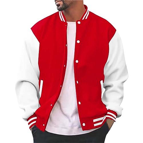 Patchwork 【並行輸入品】Patchwork Varsity Jacket for Men Button