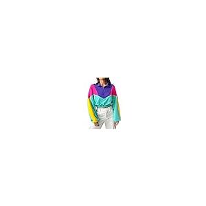 SweatyRocks SweatyRocks Women's Colorblock Half Zip Long Sleeve Crop Jacket 並行輸入品 Women's Letter Print Color Block Crop Sweatshirt Long