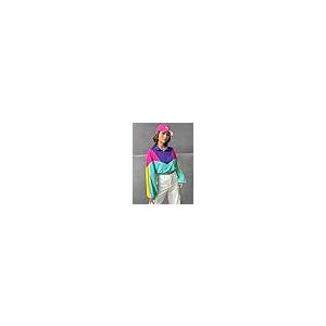 SweatyRocks SweatyRocks Women's Colorblock Half Zip Long Sleeve Crop Jacket 並行輸入品 Women's Letter Print Color Block Crop Sweatshirt Long