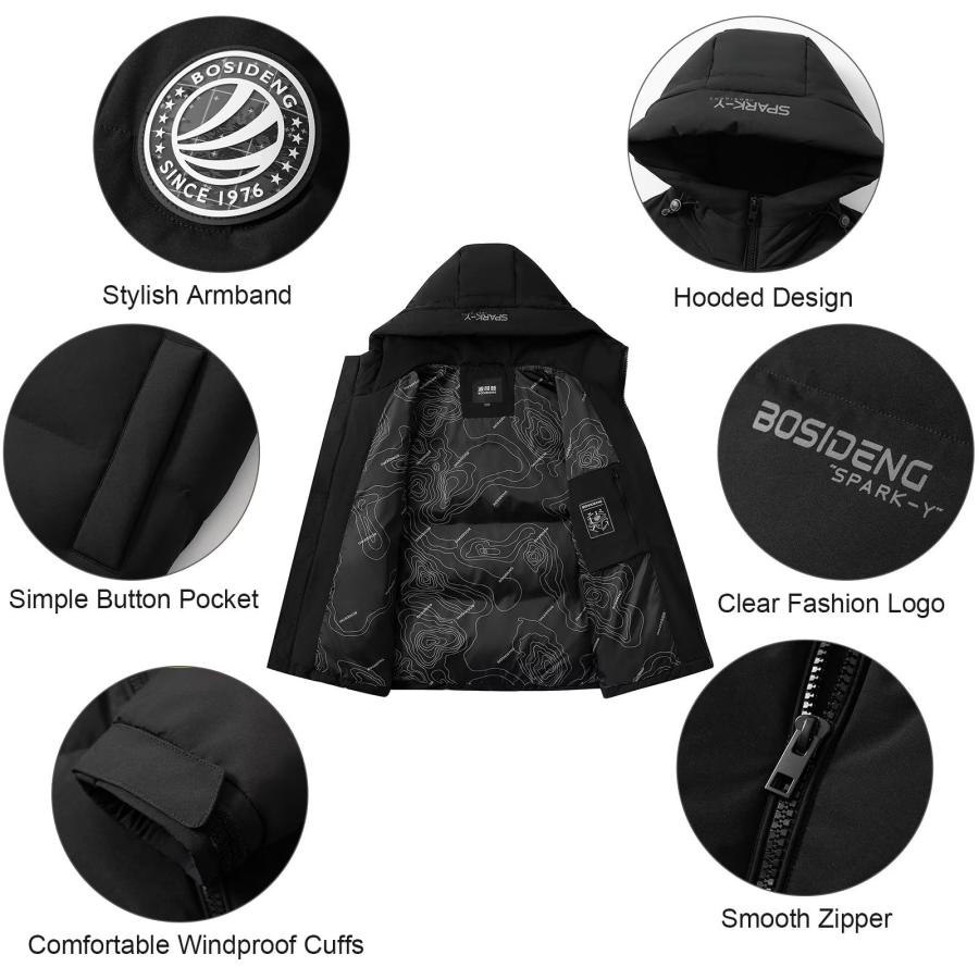 【並行輸入品】BOSIDENG Men's Winter Thicken Down Jacket with Hood,Windproof Puの画像