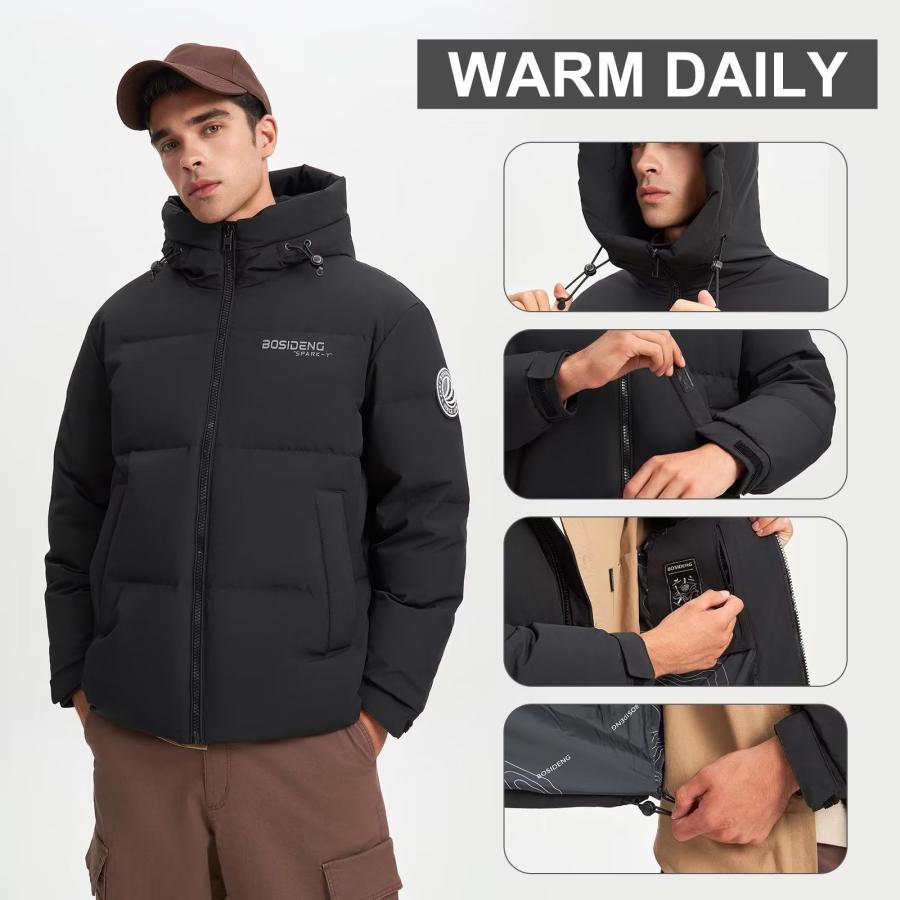 【並行輸入品】BOSIDENG Men's Winter Thicken Down Jacket with Hood,Windproof Puの画像