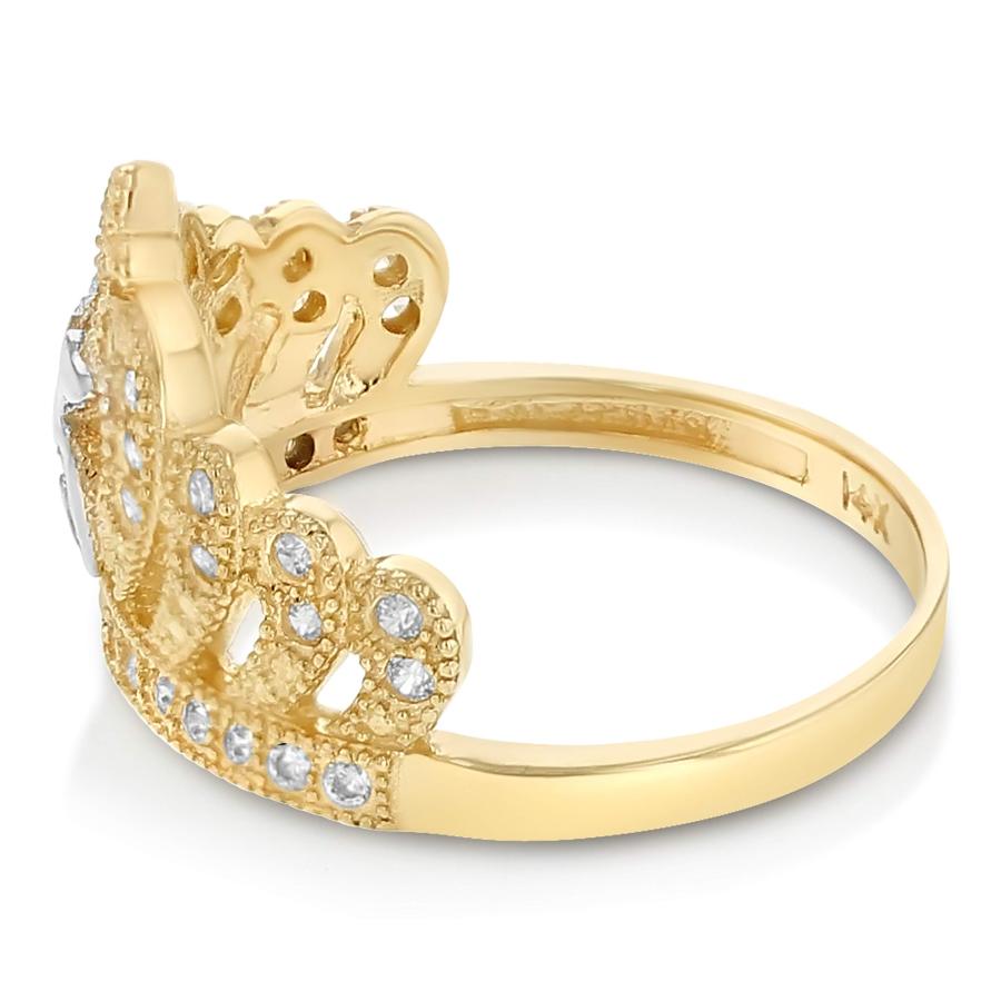 【並行輸入品】Ioka   14K Two Tone Solid Gold CZ 15 Years Birthday Princess Quiの画像