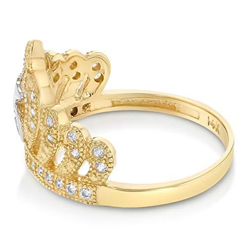 【並行輸入品】Ioka   14K Two Tone Solid Gold CZ 15 Years Birthday Princess Quiの画像