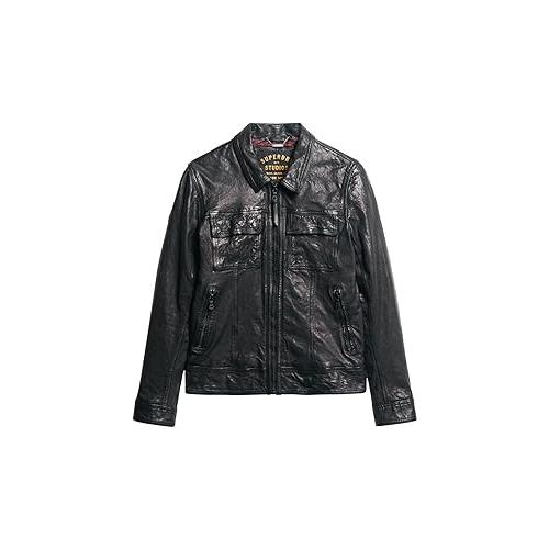 【並行輸入品】Superdry Mens Seventies Leather Jacket Black Size Xlの画像