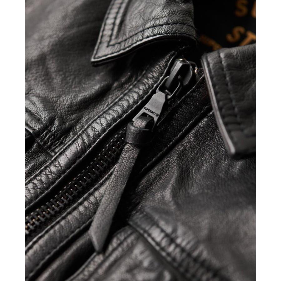 【並行輸入品】Superdry Mens Seventies Leather Jacket Black Size Xlの画像