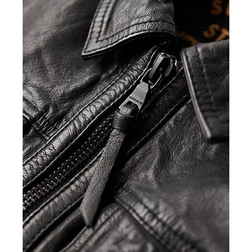 【並行輸入品】Superdry Mens Seventies Leather Jacket Black Size Xlの画像