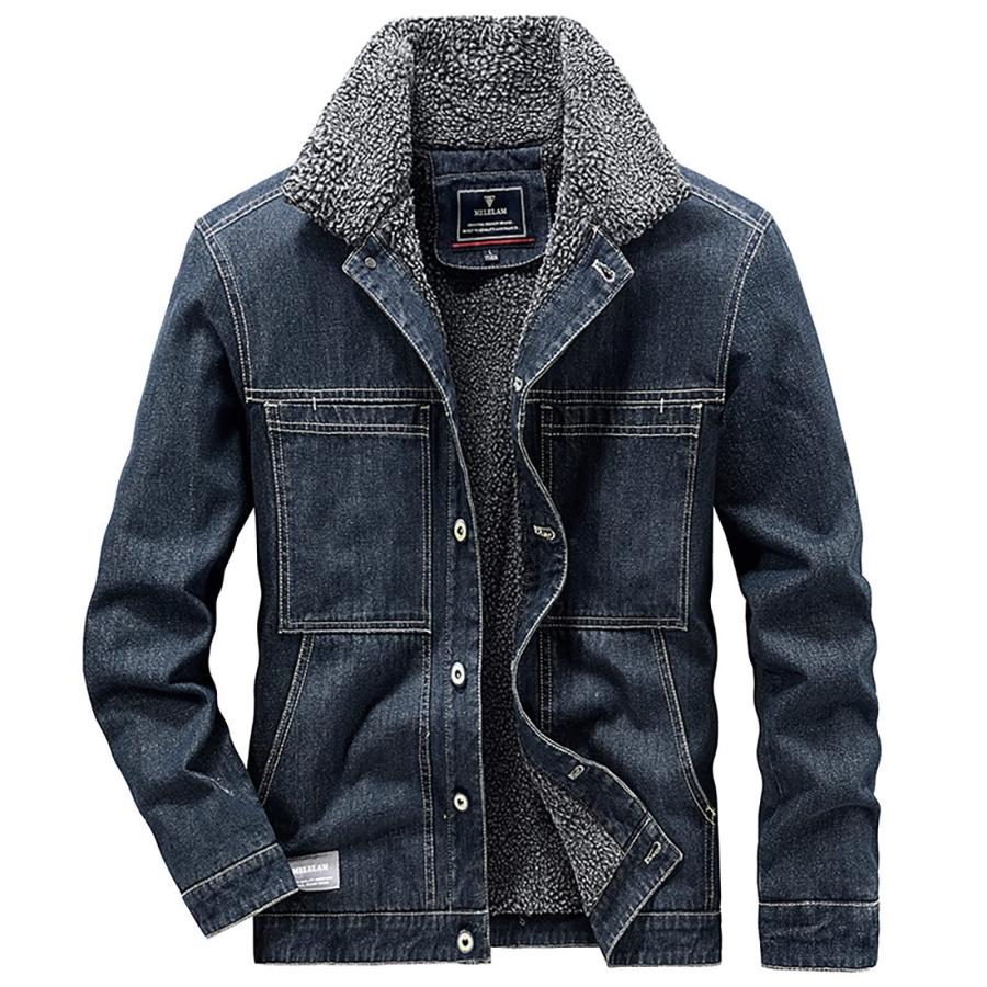 【並行輸入品】RTRDE Mens Jackets Casual Stylish, Winter Sherpa Lined Denim Jacの画像