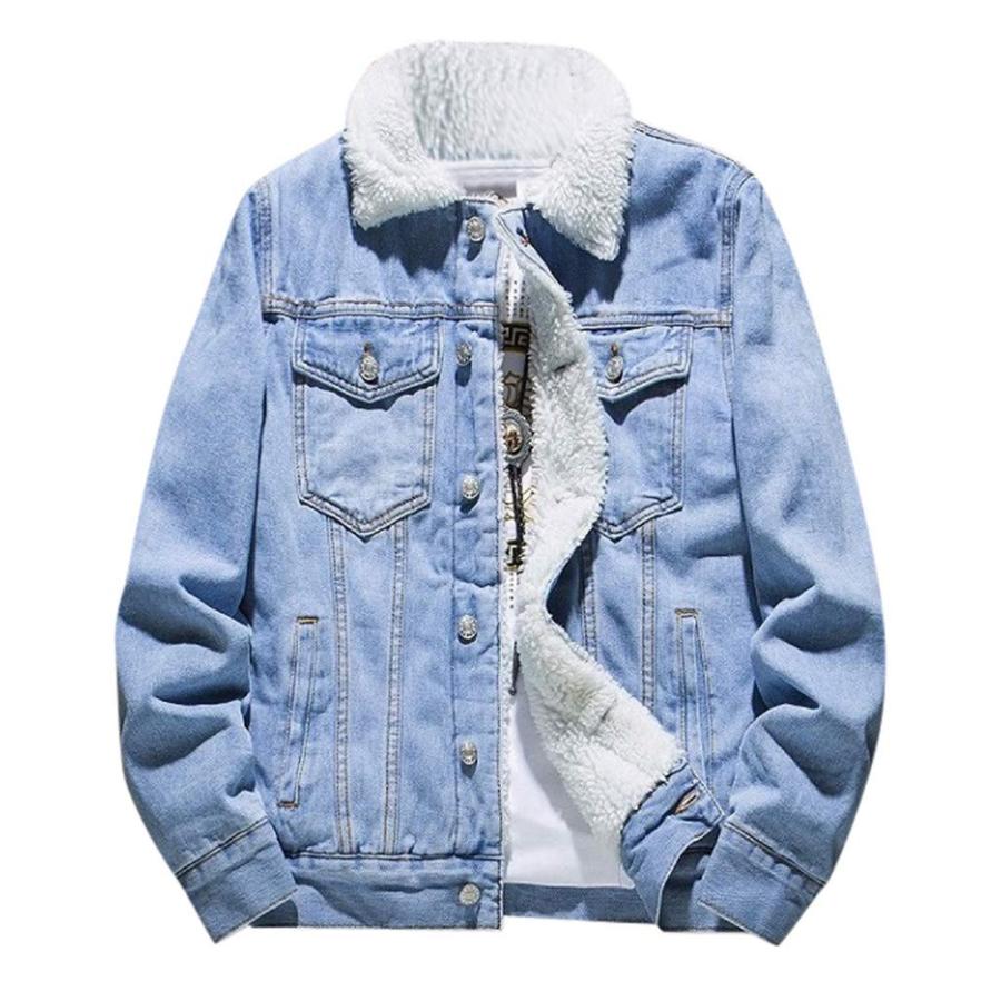 【並行輸入品】RTRDE Warm Jackets For Men, Sherpa Lined Denim Jackets Windproofの画像