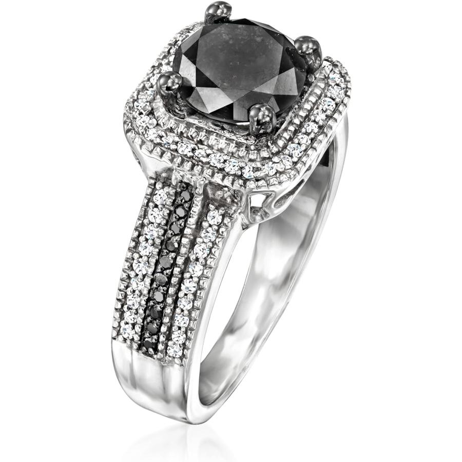 【並行輸入品】Ross-Simons 2.00 ct. t.w. Black and White Diamond Ring in Sterling Sの画像