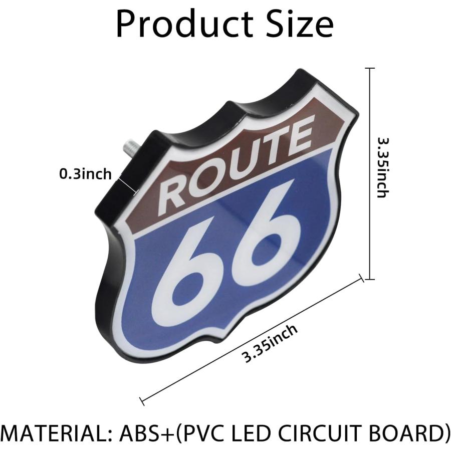 【並行輸入品】aHei Route 66 Road Signs LED Front Grille Lights Grille Badge Emblemの画像