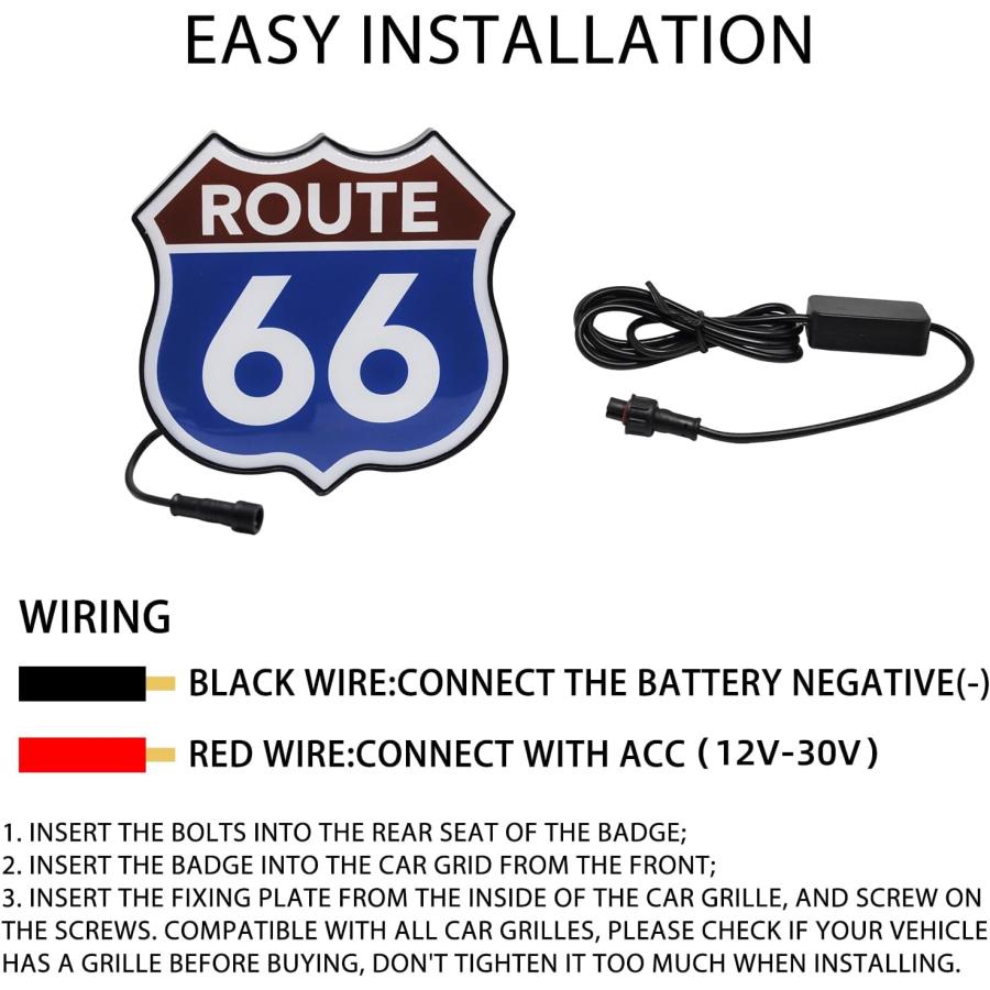 【並行輸入品】aHei Route 66 Road Signs LED Front Grille Lights Grille Badge Emblemの画像