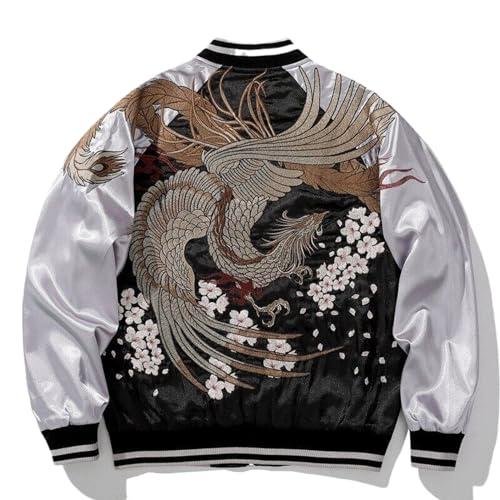 【並行輸入品】USTZFTBCL Japanese Style Harajuku Baseball Jacket With Embroiderの画像