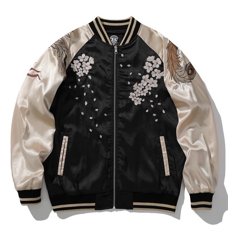 【並行輸入品】USTZFTBCL Japanese Style Harajuku Baseball Jacket With Embroiderの画像