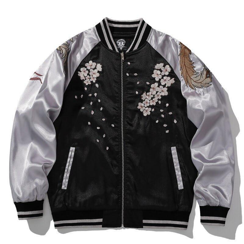 【並行輸入品】USTZFTBCL Japanese Style Harajuku Baseball Jacket With Embroiderの画像