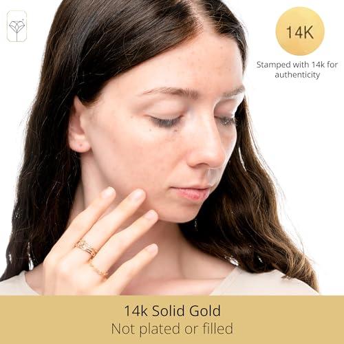 【並行輸入品】14K ソリッドゴールド キュービックジルコニア リング エメラルドカット 上品な薄いゴールド プロミスリング スタッキングリング_4