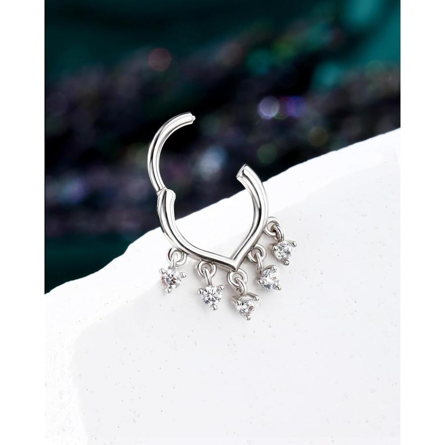 ティアドロップシルバー リング 並行輸入品】COCHARM ティアドロップ ダングル セプタムリング 16G