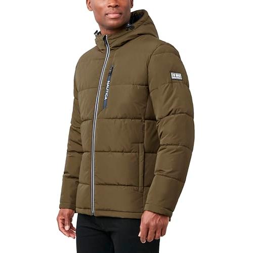 【並行輸入品】Nautica Men's Hooded Parka Jacket, Water and Wind Resistant, Oliの画像