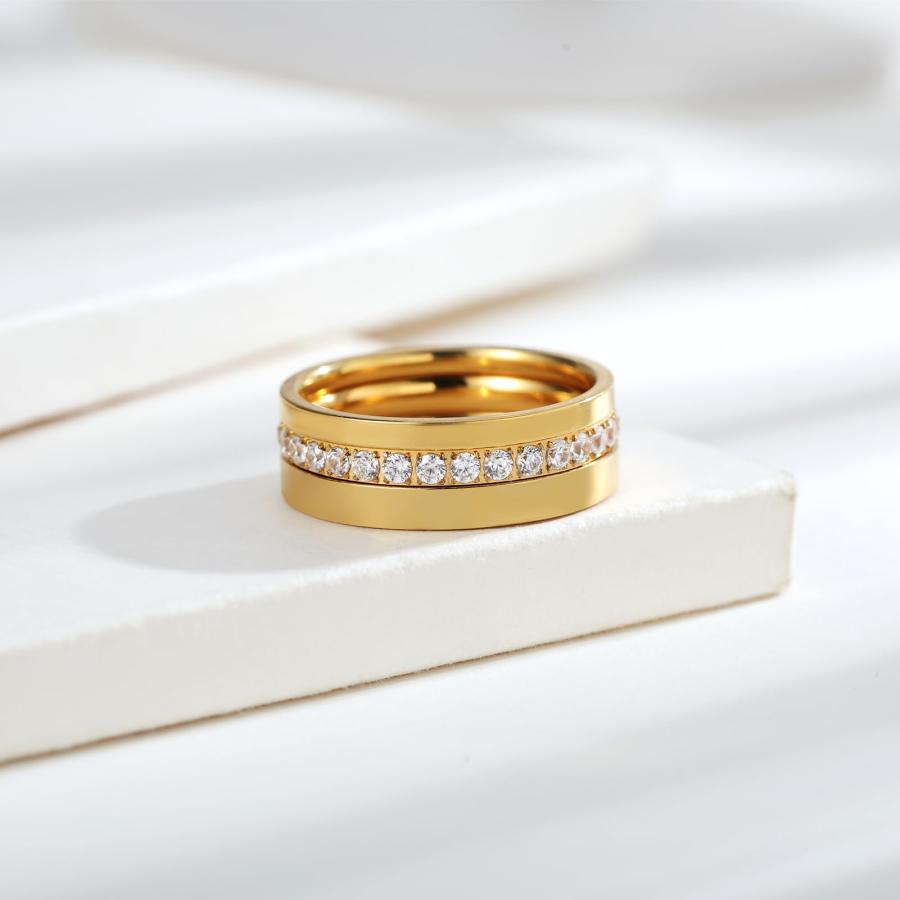 並行輸入品】3個 ゴールド スタッキングリング 女性用 変色しない 14K